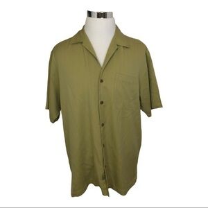 Tommy Bahama Solid Green Short Sleeve 100% Silk